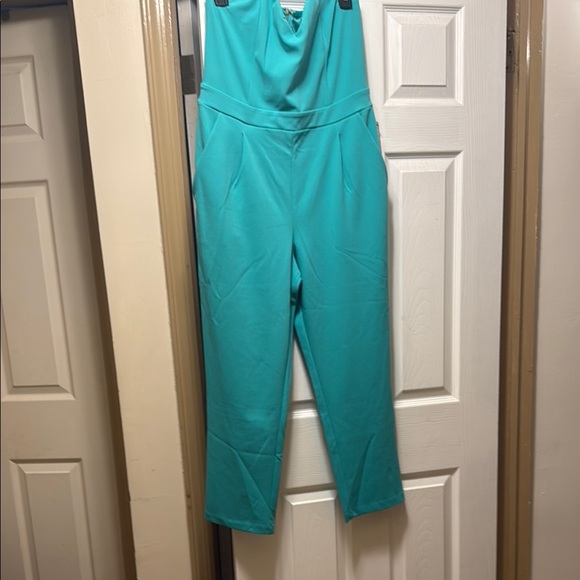 Express Blue Jumpsuit Modern Strapless Design - Picture 6 of 7